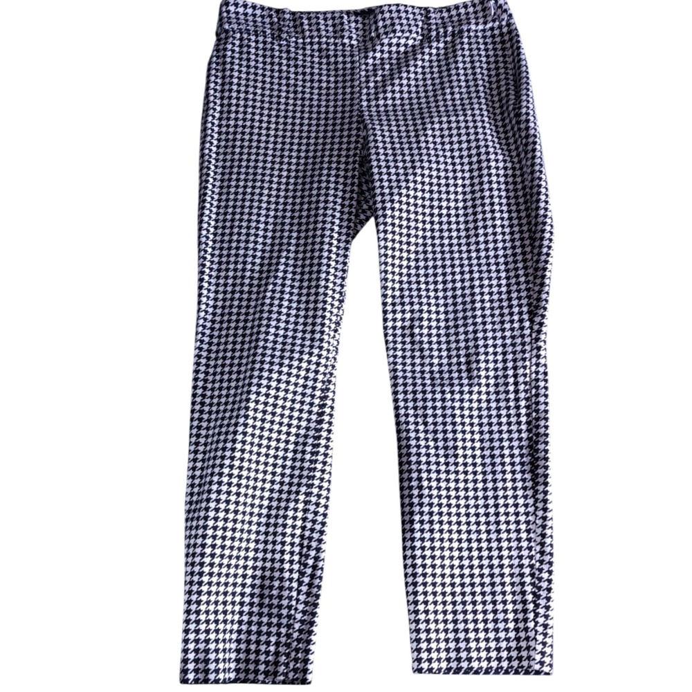 J. Crew Winnie Pants‎ 4 Black White Houndstooth Pixie Cropped Stretch Workwear - Picture 9 of 10